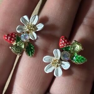 Adorable Floral Fruity Cluster Crystal Statement Earrings
